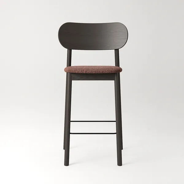 Elephant Bar Stool Dark Oak/Rust Bouclé