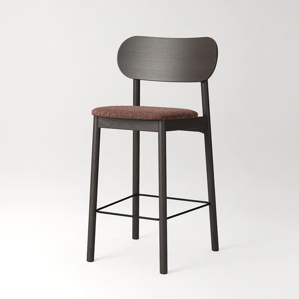 Elephant Bar Stool Dark Oak/Rust Bouclé