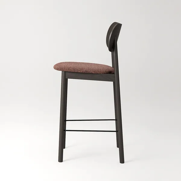Elephant Bar Stool Dark Oak/Rust Bouclé