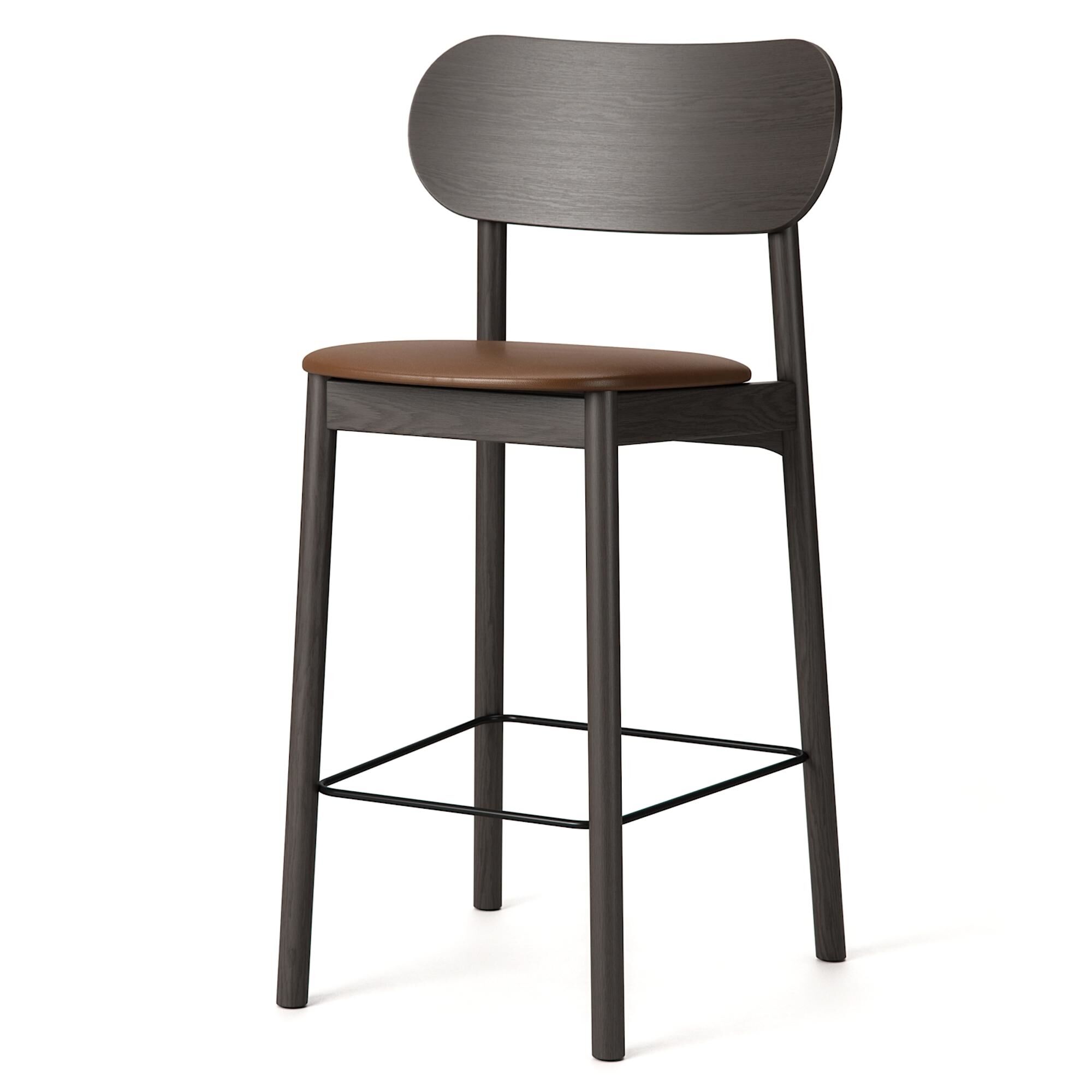Elephant Tabouret de Bar Chêne foncé/Cuir Brun