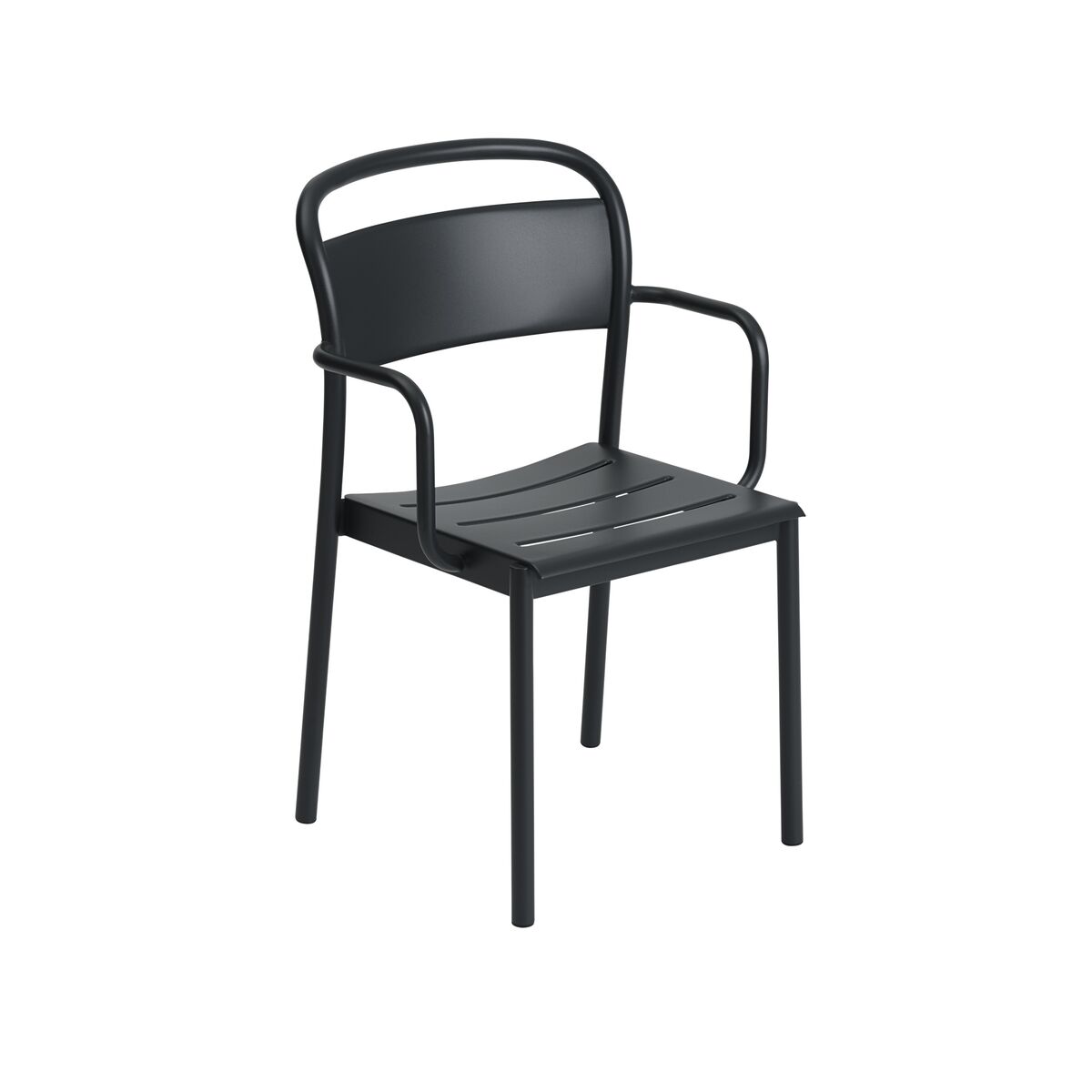 Linear Steel Spisebordsstol med Armlæn Sort