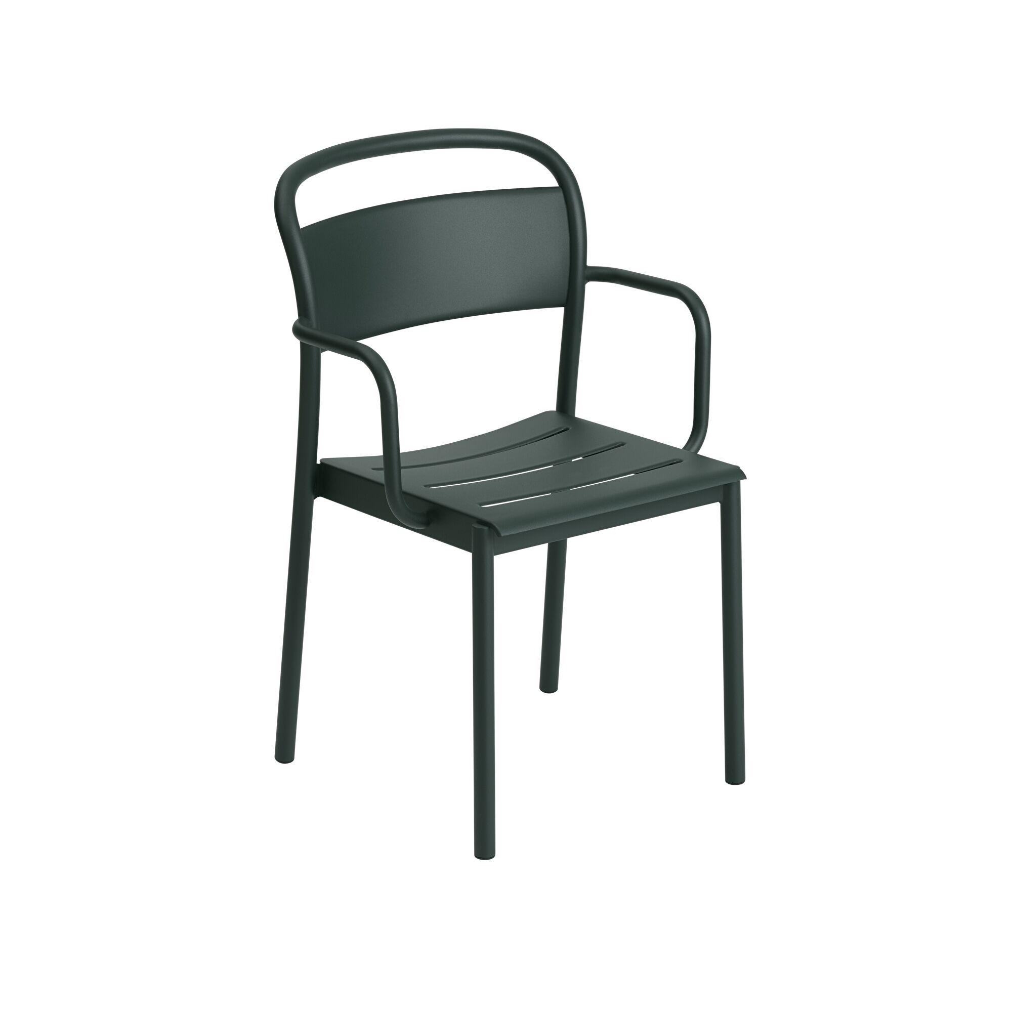 Chaise de Salle à Manger Linear en Acier avec Accoudoirs , Vert Foncé