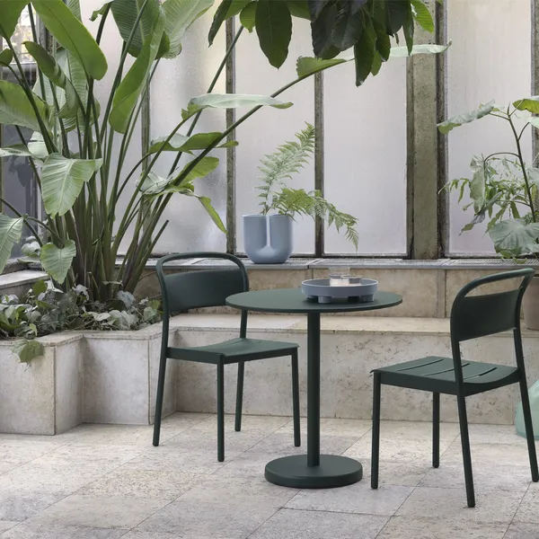 Linear Steel Dining Chair Dark Green