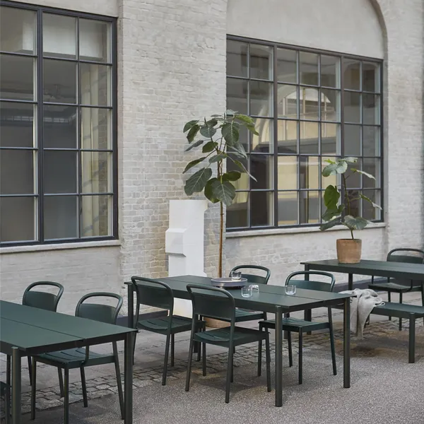 Linear Steel Dining Chair Dark Green