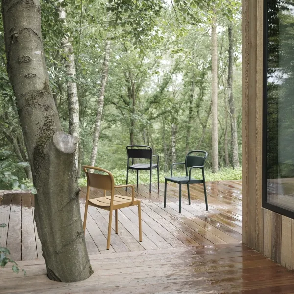 Linear Steel Dining Chair Dark Green