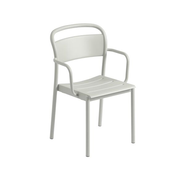 Silla de Comedor Linear de Acero con Reposabrazos , Gris