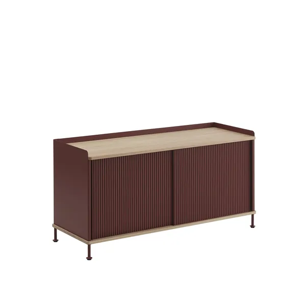 Enfold Cabinet 124x45 Oak/Deep Red