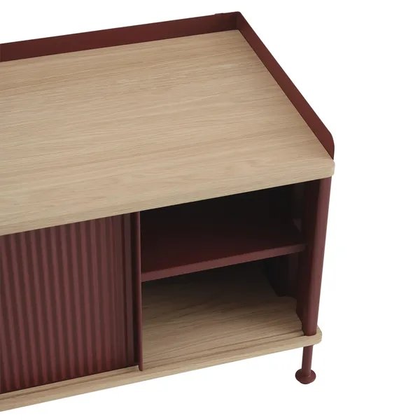 Mesa Auxiliar Enfold 186x45 Roble/Rojo Profundo