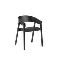 Cover Dining Chair w. Armrest Leather Upholstered Black