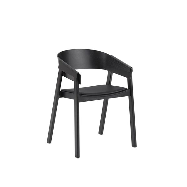 Silla de Comedor Cover con Reposabrazos Tapizada en Negro