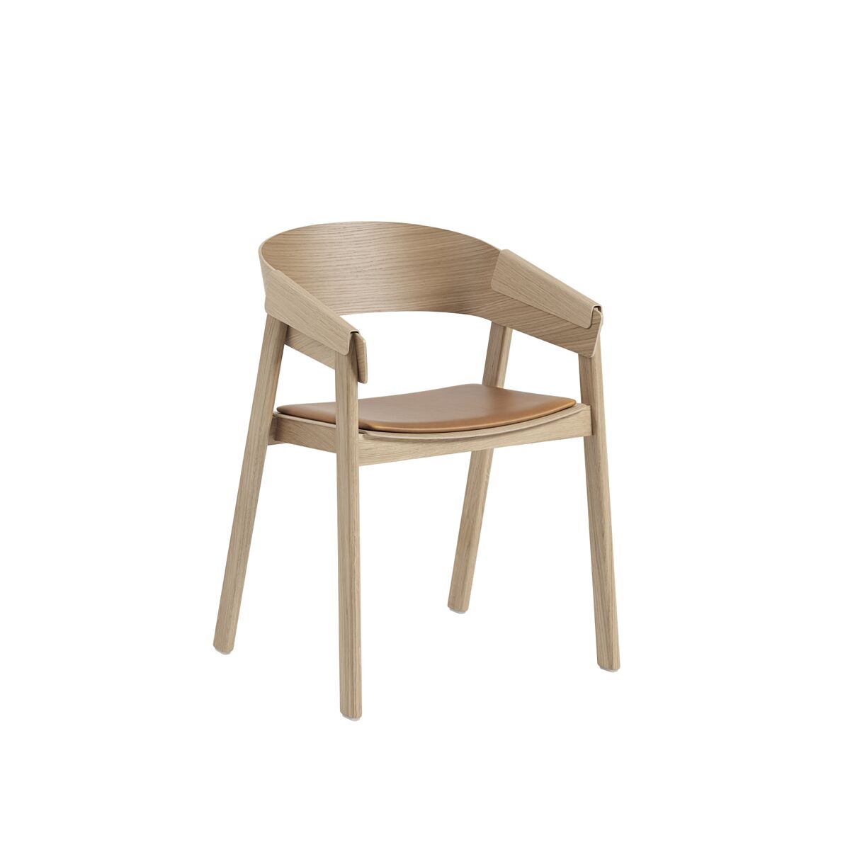 Cover Eettafel Stoel m. Armleuning Leer Gestoffeerd Cognac/Eiken