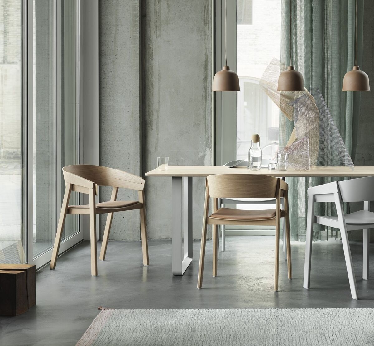 Cover Eettafel Stoel m. Armleuning Leer Gestoffeerd Cognac/Eiken