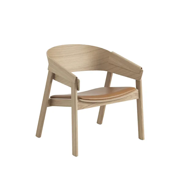 Cover Armchair Leather Upholstered Cognac/Oak