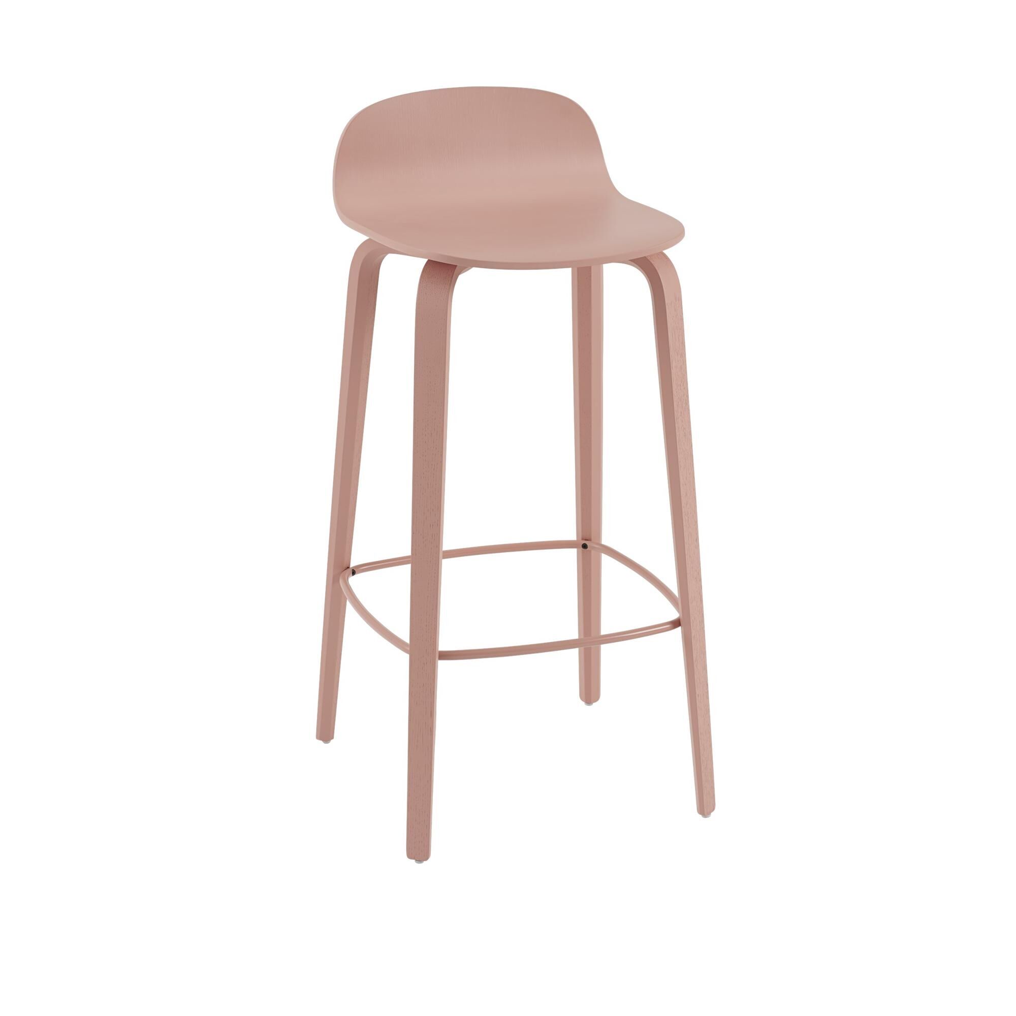 Visu Barstol med Træ Base Tan Rose H88,5