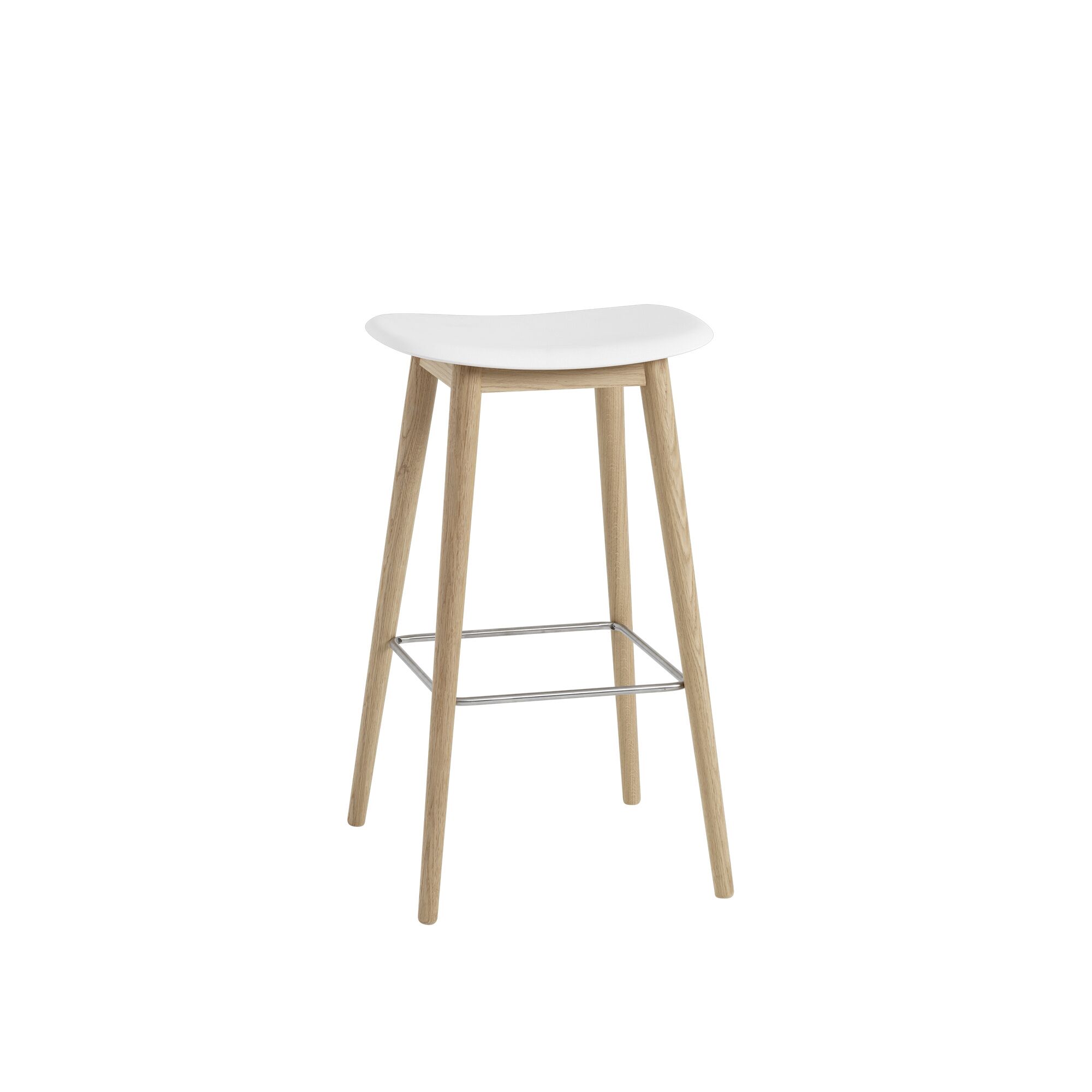 Tabouret de Bar Fiber m. Base en Bois Blanc/ Chêne H76 cm