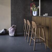 Fiber Bar Stool w.Wood Base And Backrest Black/ Black H97.5 cm