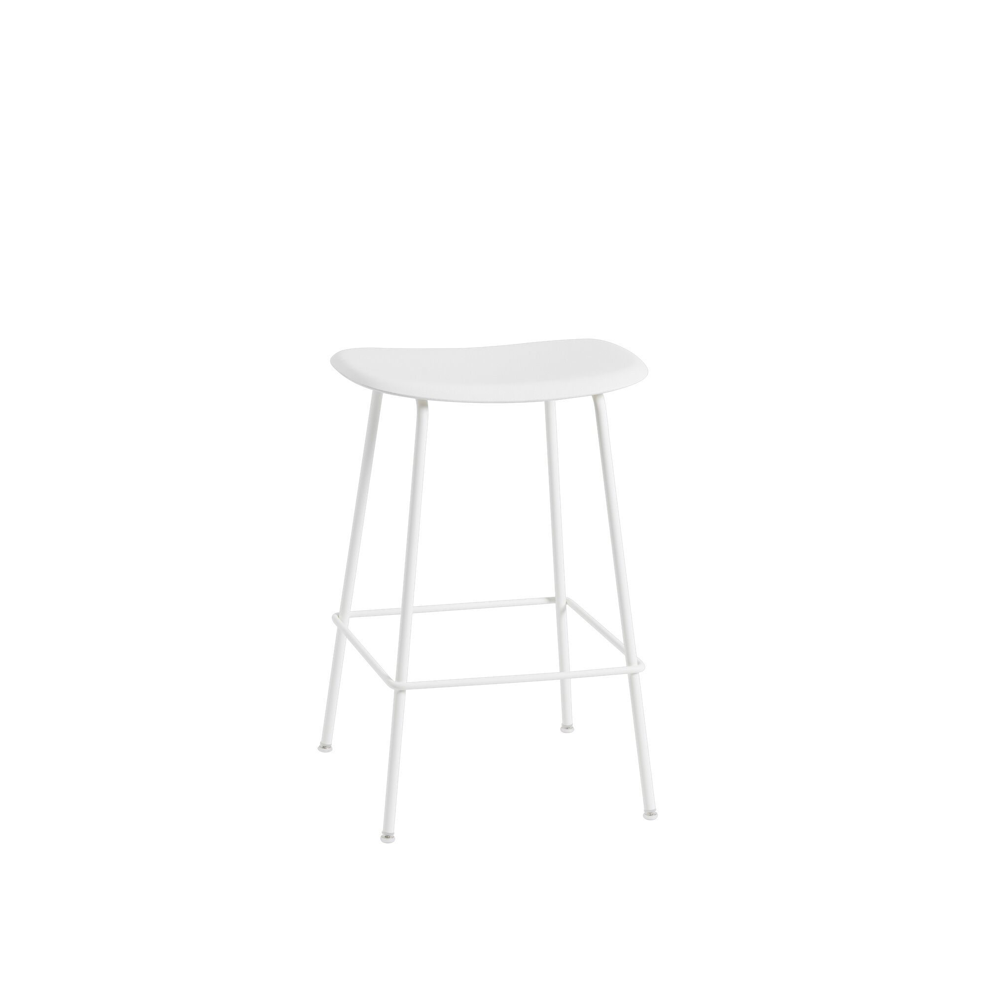 Fiber Barstol med Tube Base Hvid/Hvid H66 cm