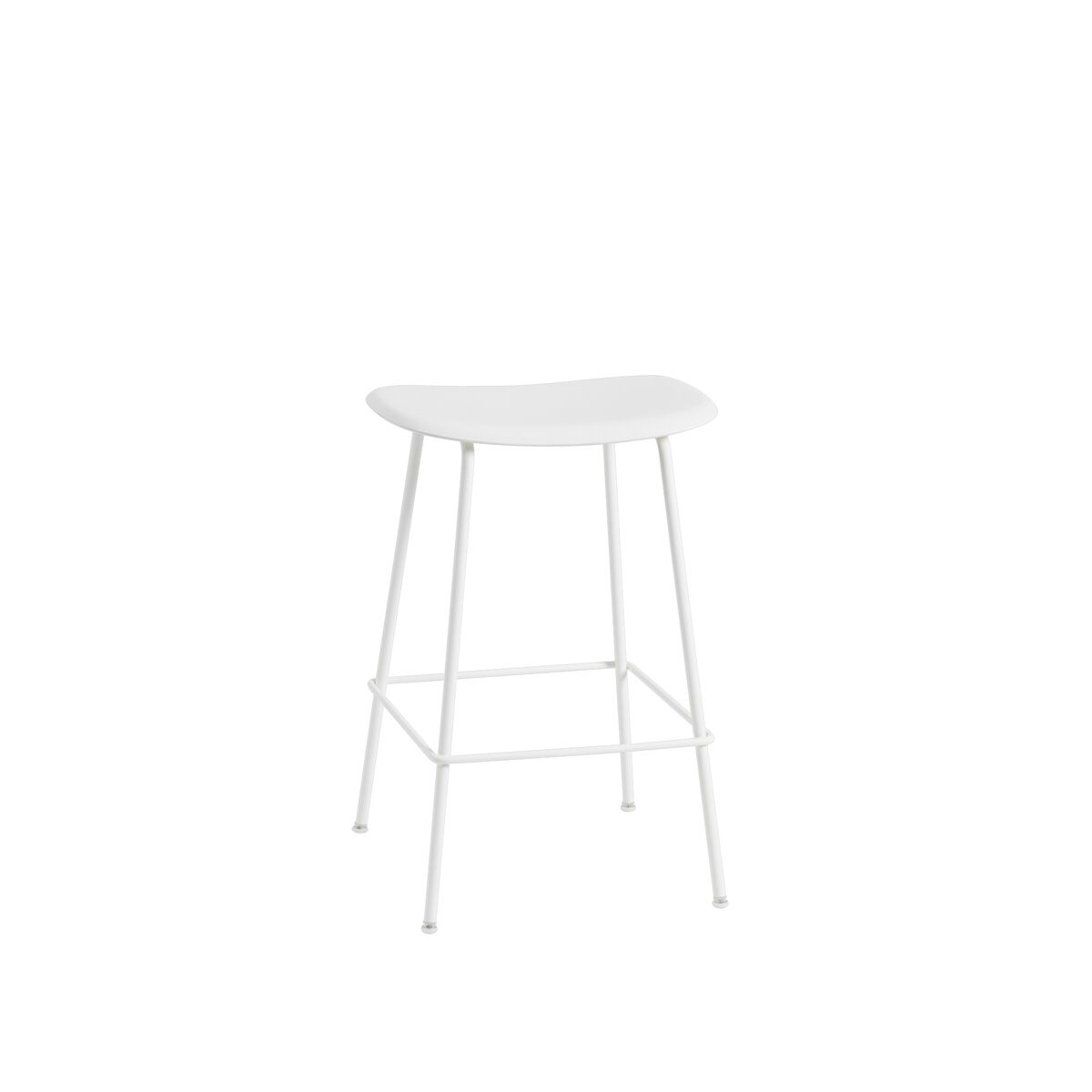 Fiber Barstol med Tube Base Hvid/Hvid H66 cm