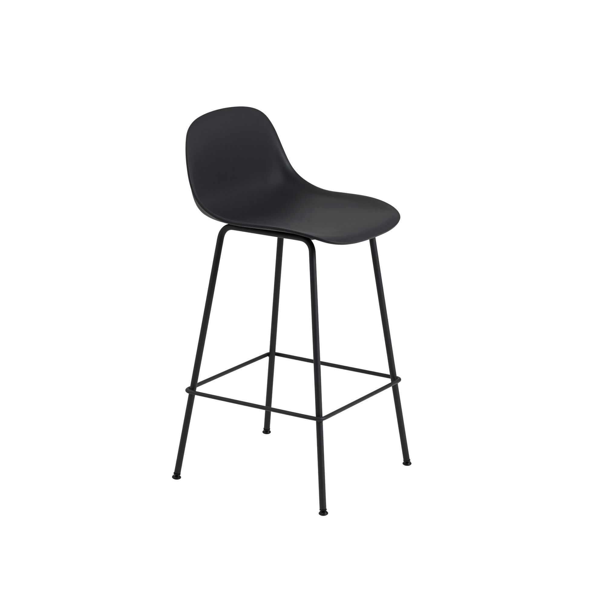 Tabouret De Bar Fibre m. Base Tube Et Dossier Noir/ Noir H87,5 cm