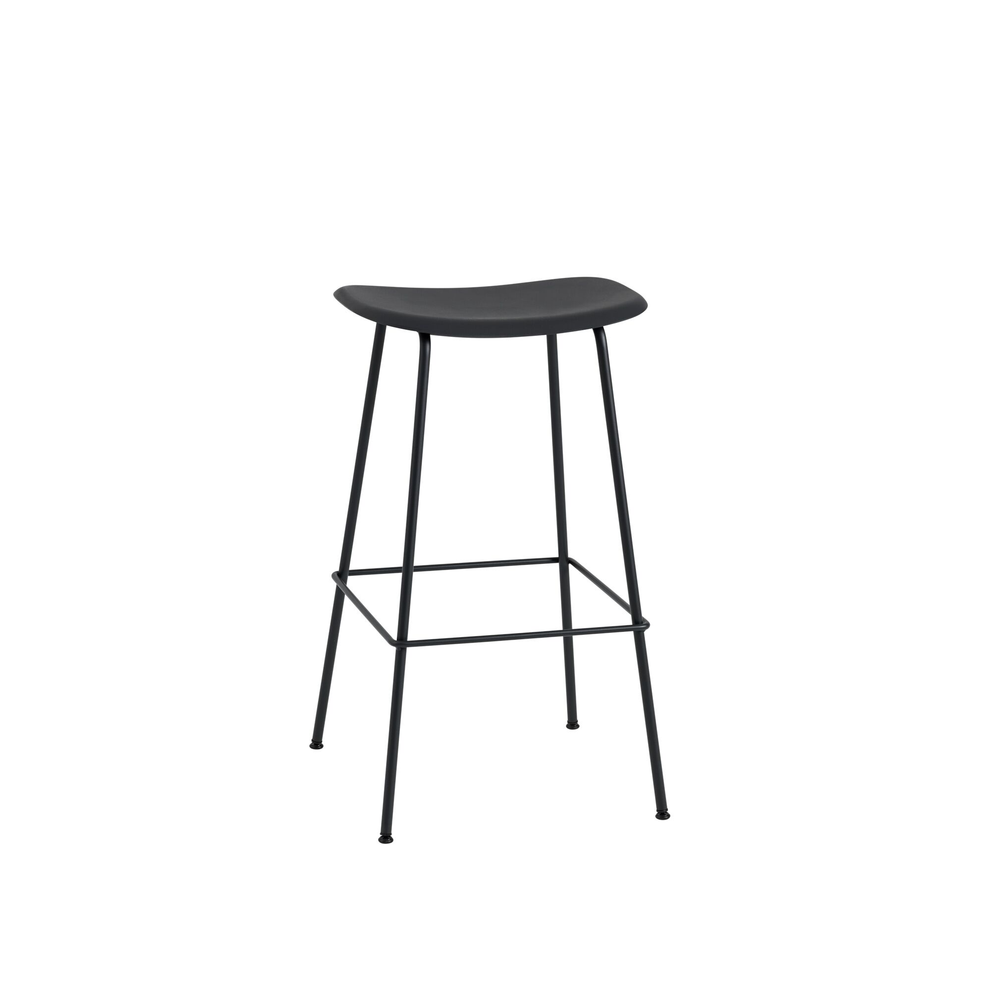 Fiber Barstol med Tube Base Sort H76 cm