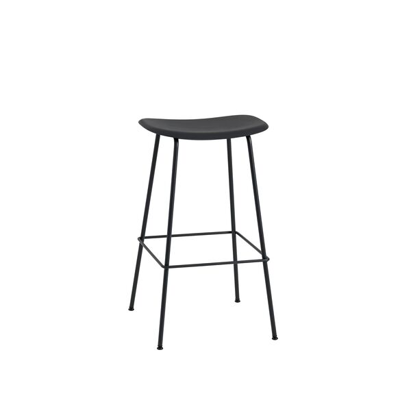 Fiber Bar Stool w. Tube Base Black H76 cm