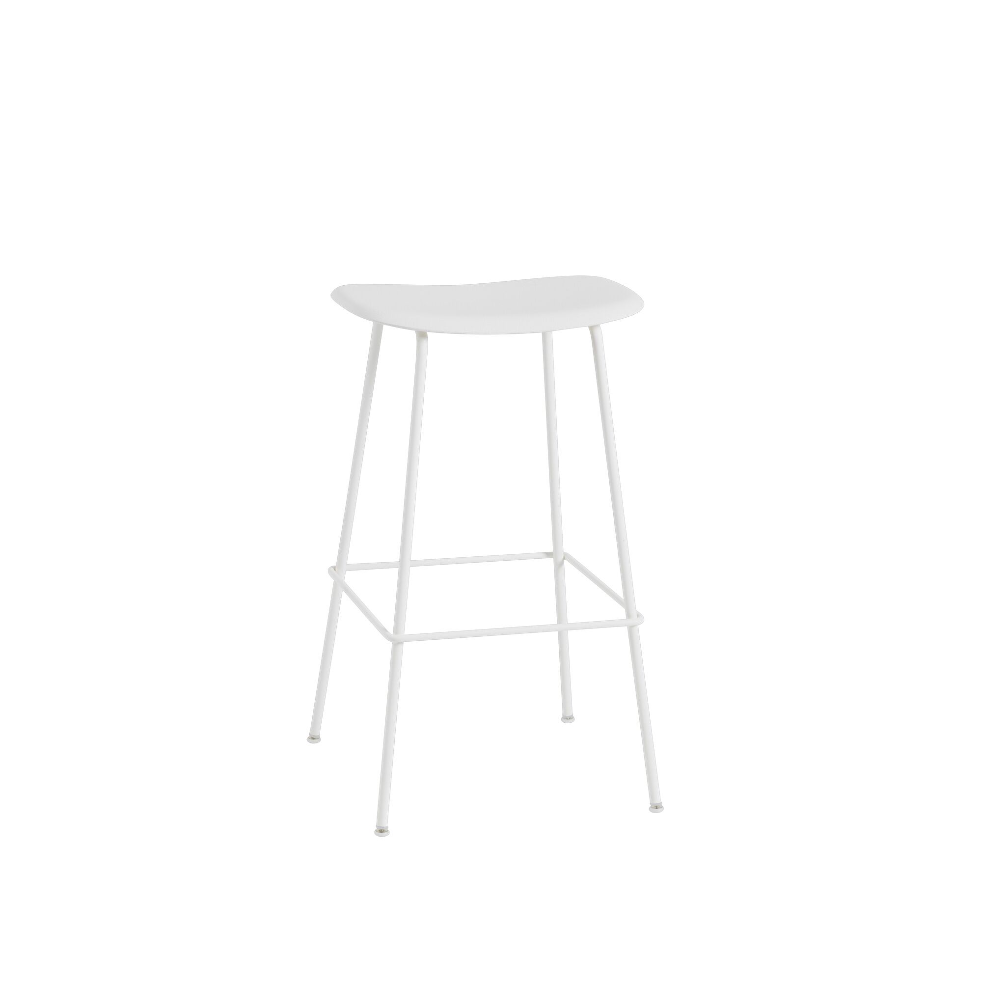 Fiber Barstol med Tube Base Hvid H76 cm