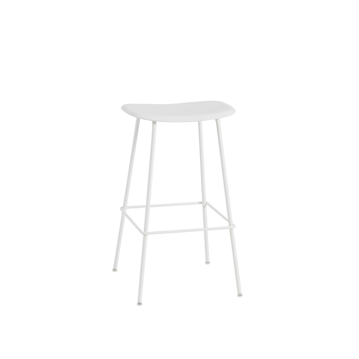 Fiber Barstol med Tube Base Hvid H76 cm