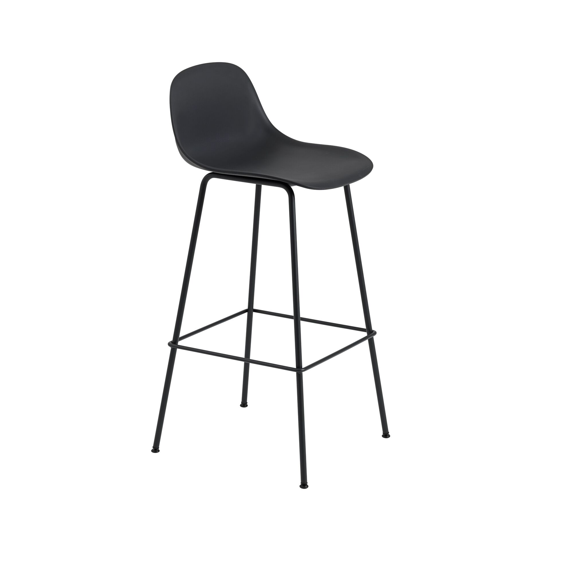 Tabouret De Bar Fibre m. Base Tube Et Dossier Noir H97,5 cm
