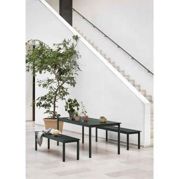 Linear Steel Bench 110x34 cm Dark Green