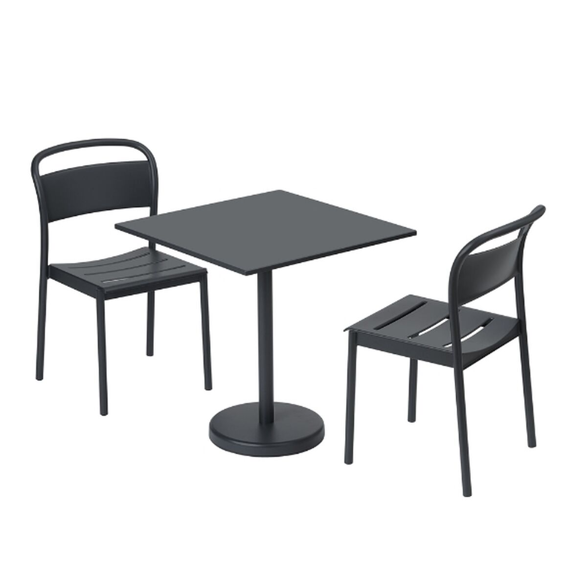Linear Steel Café Havebord 70x70 cm Sort
