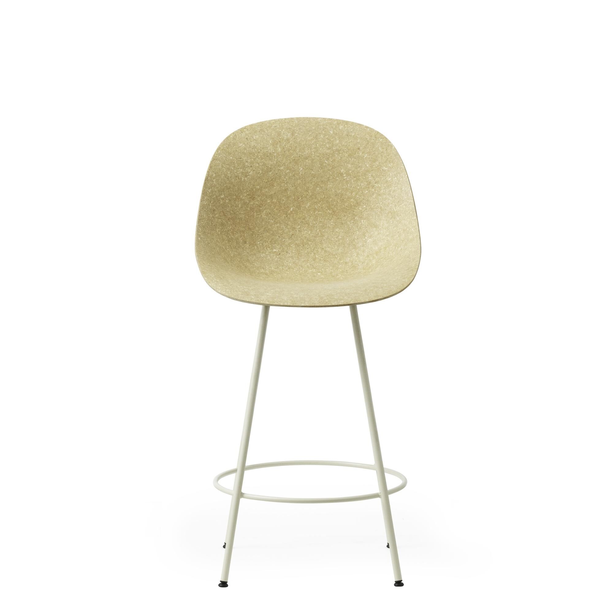 Tabouret de Bar Mat avec Dossier 65 cm Crème/Acier/Chanvre