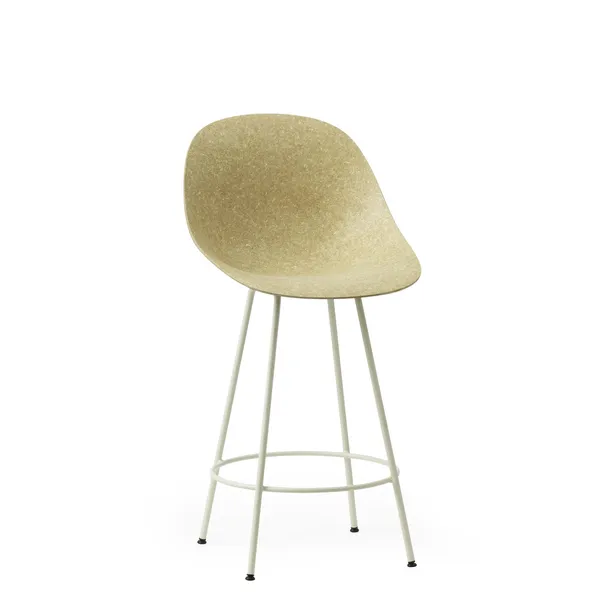 Mat Barstol Med Ryg 65 cm Creme/Stål/Hamp