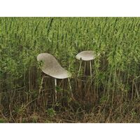 Mat Barkruk met Rugleuning 65 cm Crème/ Staal/Hennep