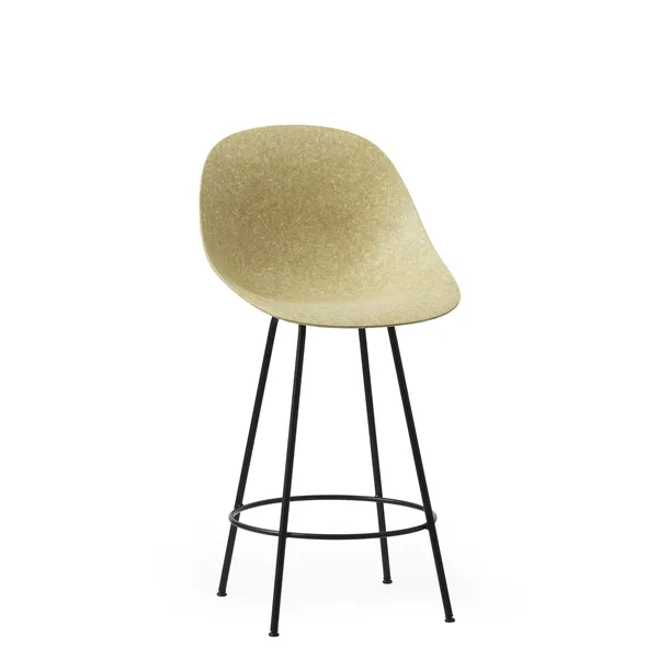 Matt Bar Stool With Back 65 cm Black/ Steel/Hemp