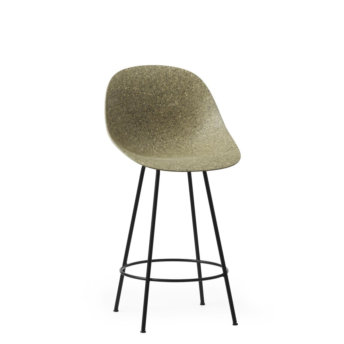 Tabouret de Bar Mat avec Dossier 65 cm Noir/ Acier/Algue