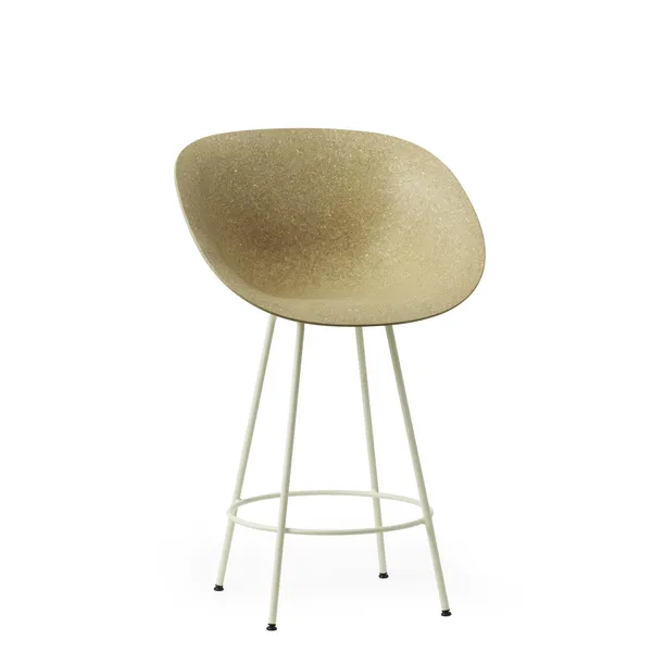 Matt Bar Stool With Armrests 65 cm Cream/ Steel/Hemp