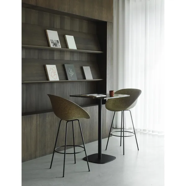Matt Bar Stool With Armrests 65 cm Cream/ Steel/Hemp