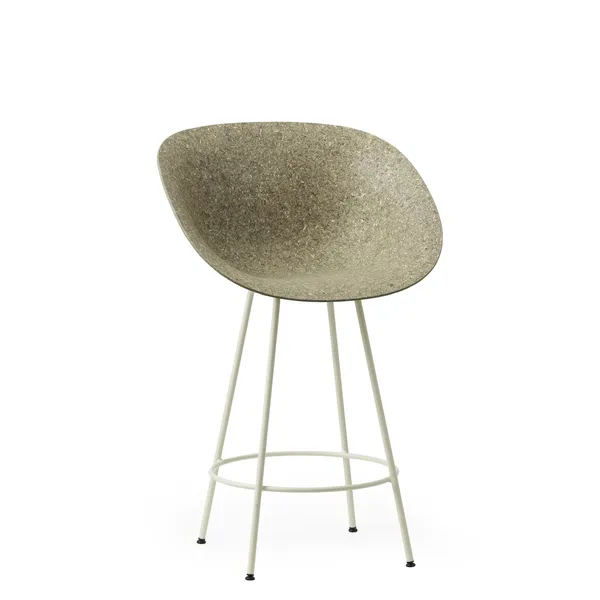 Matt Barstool With Armrests 65 cm Cream/Steel/Seaweed