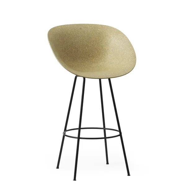 Matt Bar Stool With Armrests 65 cm Black/Steel/Hemp