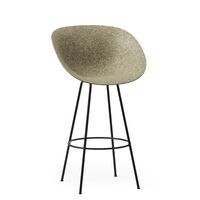 Sgabello da Bar Opaco con Braccioli 65 cm Nero/Acciaio/Alghe