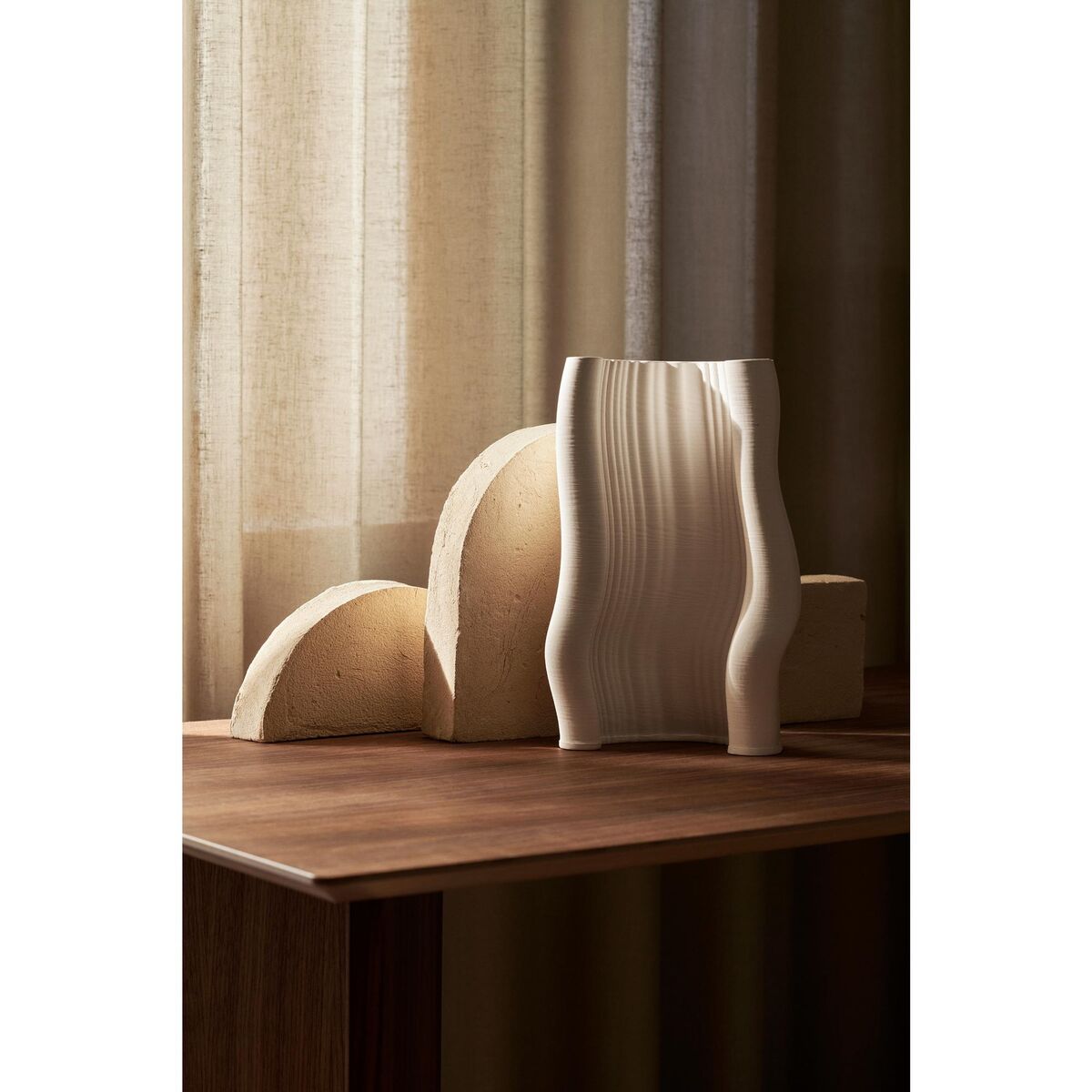 Vase Moire Blanc Cassé