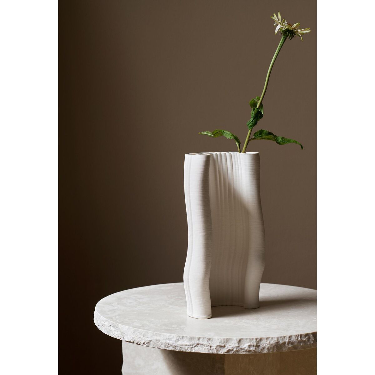 Vase Moire Blanc Cassé