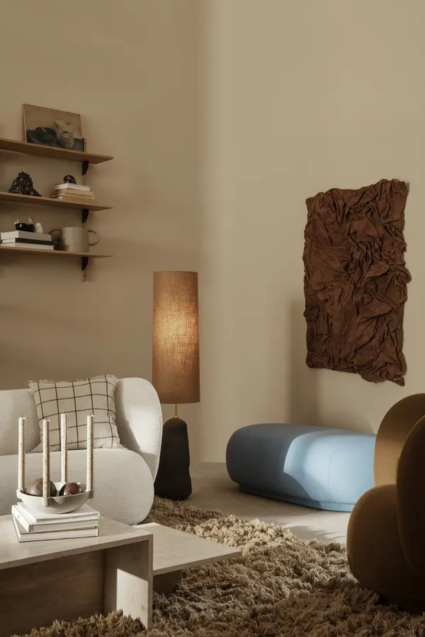 Sector Shelf Single Wide Oak/Brass