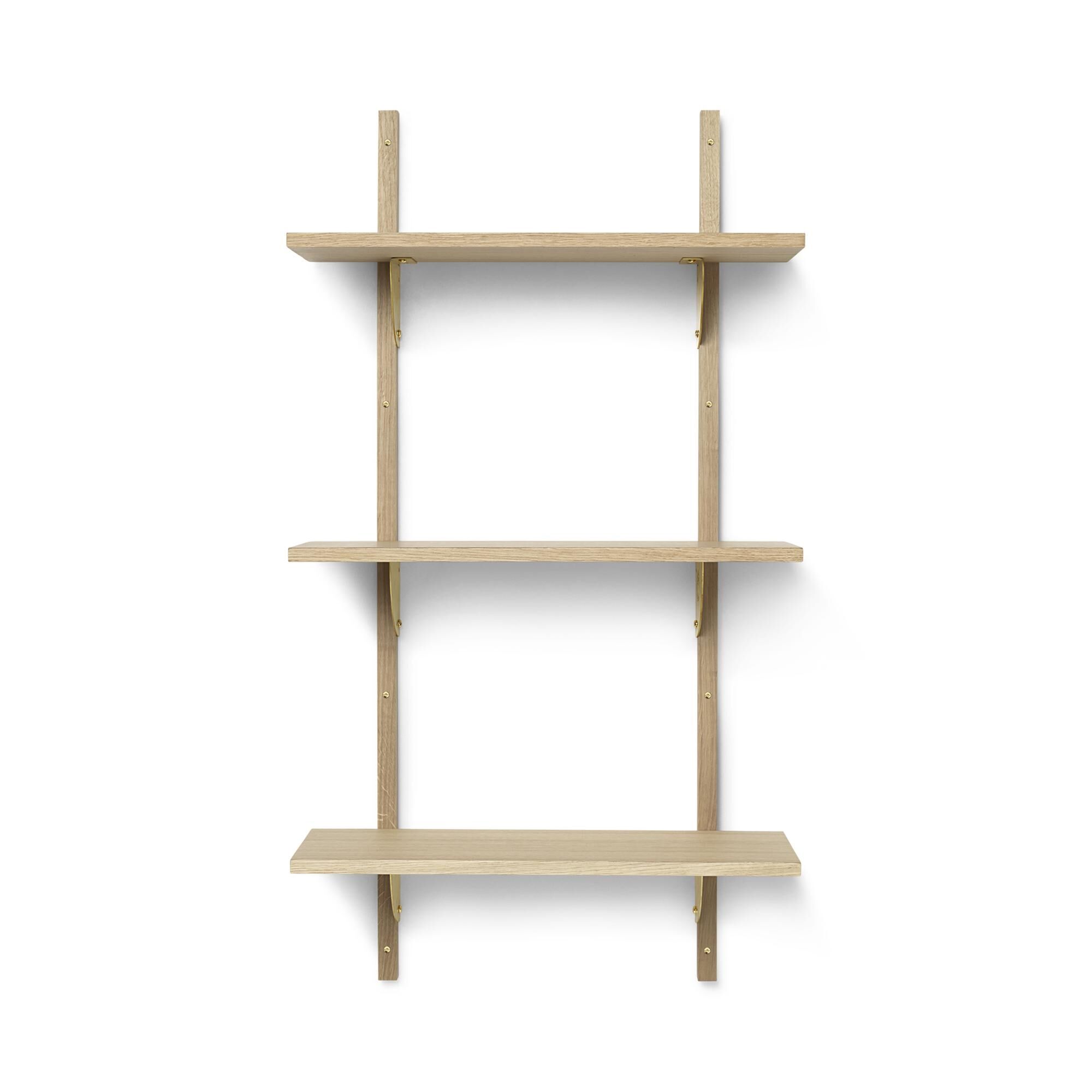 Sector Etagère Triple Étroite Chêne/Laiton