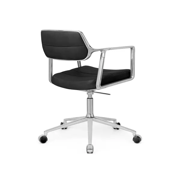 453 Swivel+ Drejestol med Hjul Aluminium/Sort Læder