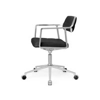 453 Swivel+ Drejestol med Hjul Aluminium/Sort Læder