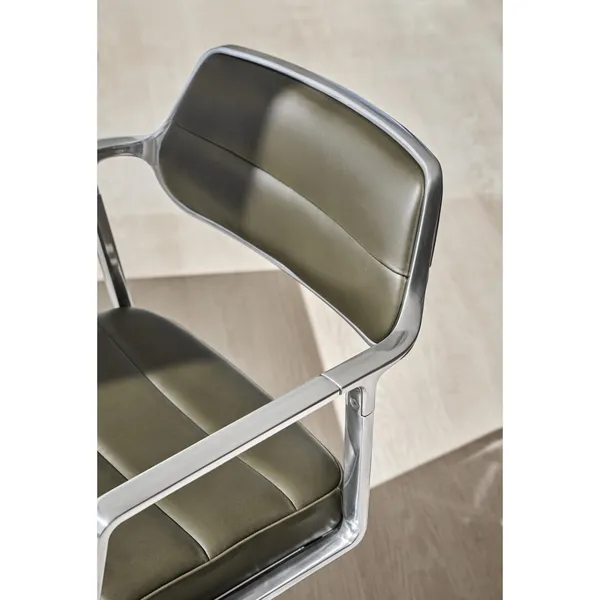 453 Swivel+ Drejestol med Hjul Aluminium/Sort Læder