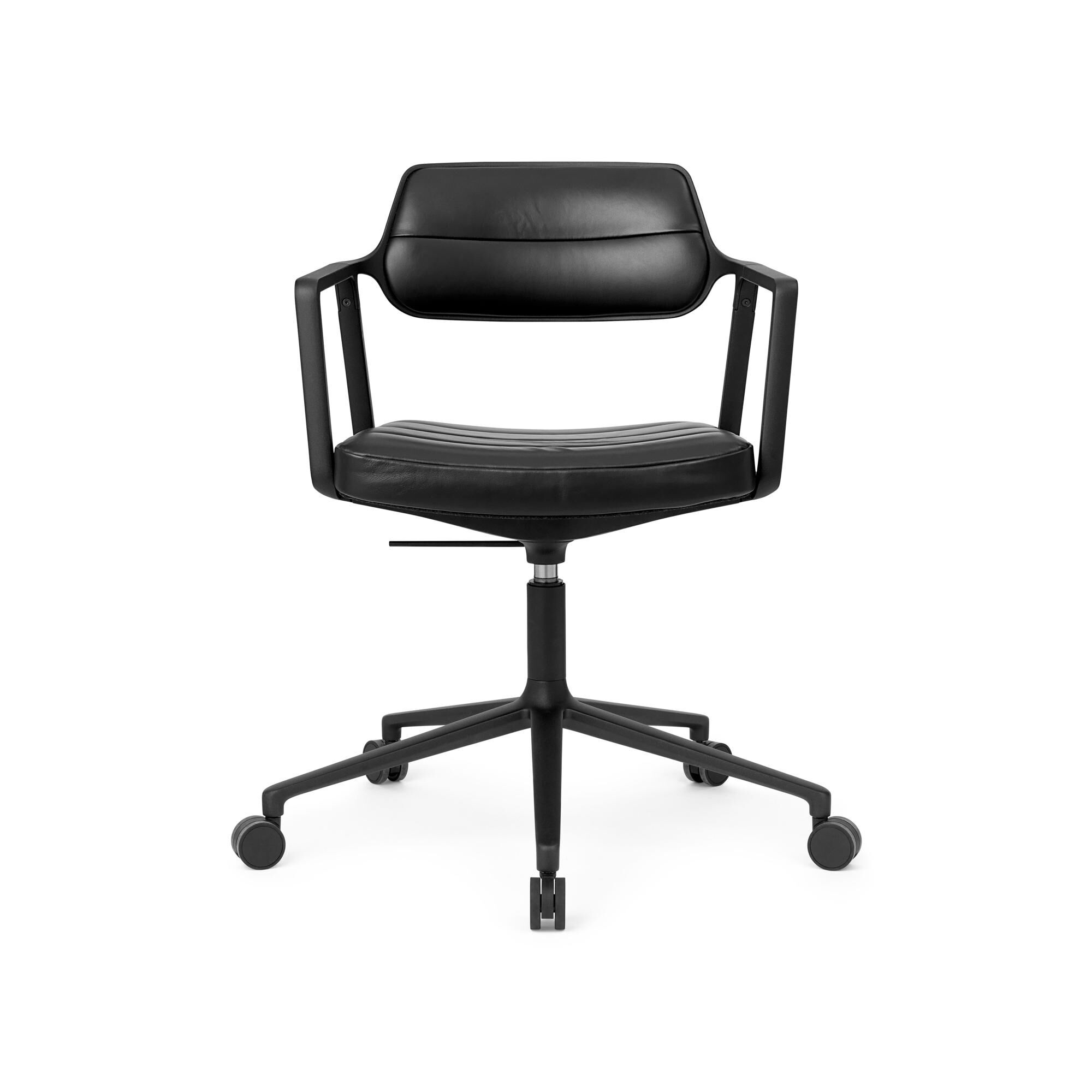 453 Pivotant+ Chaise Pivotante à Roulettes Noir/ Cuir Noir