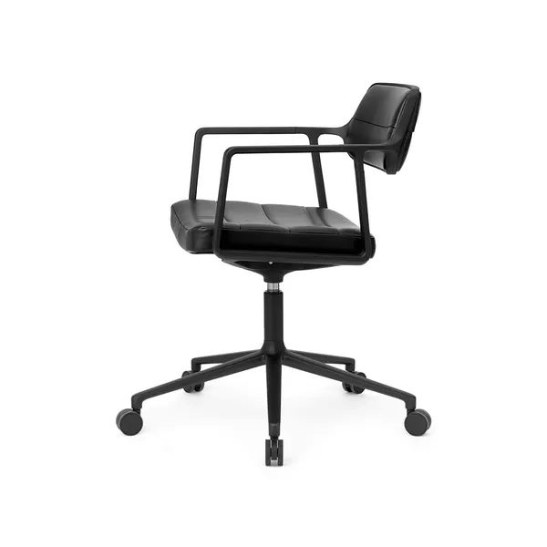 453 Swivel+ Drejestol med Hjul Sort/Sort Læder