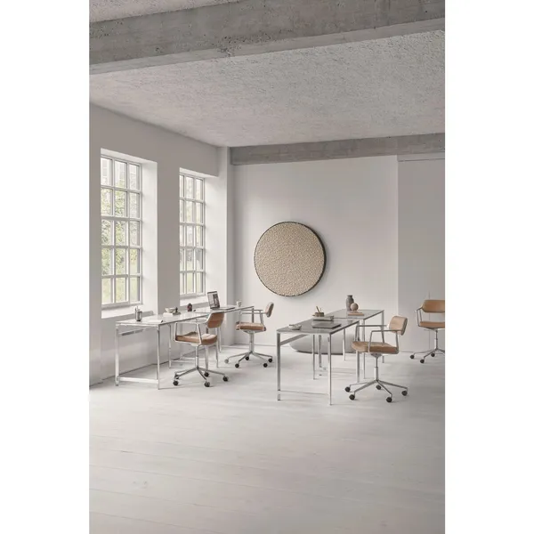 453 Swivel+ Drejestol med Gulvglidere Aluminium/Sort Læder